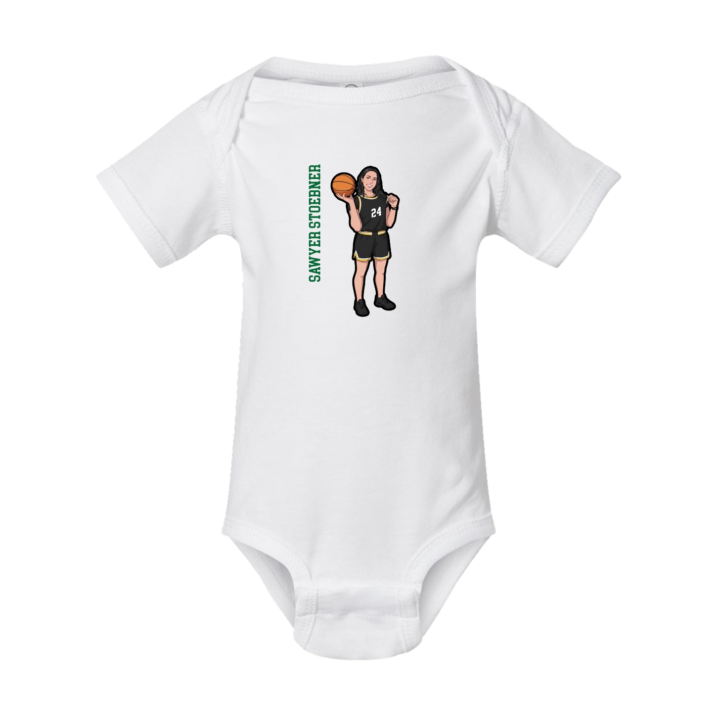 Baby Onesie — Name Vertical in White