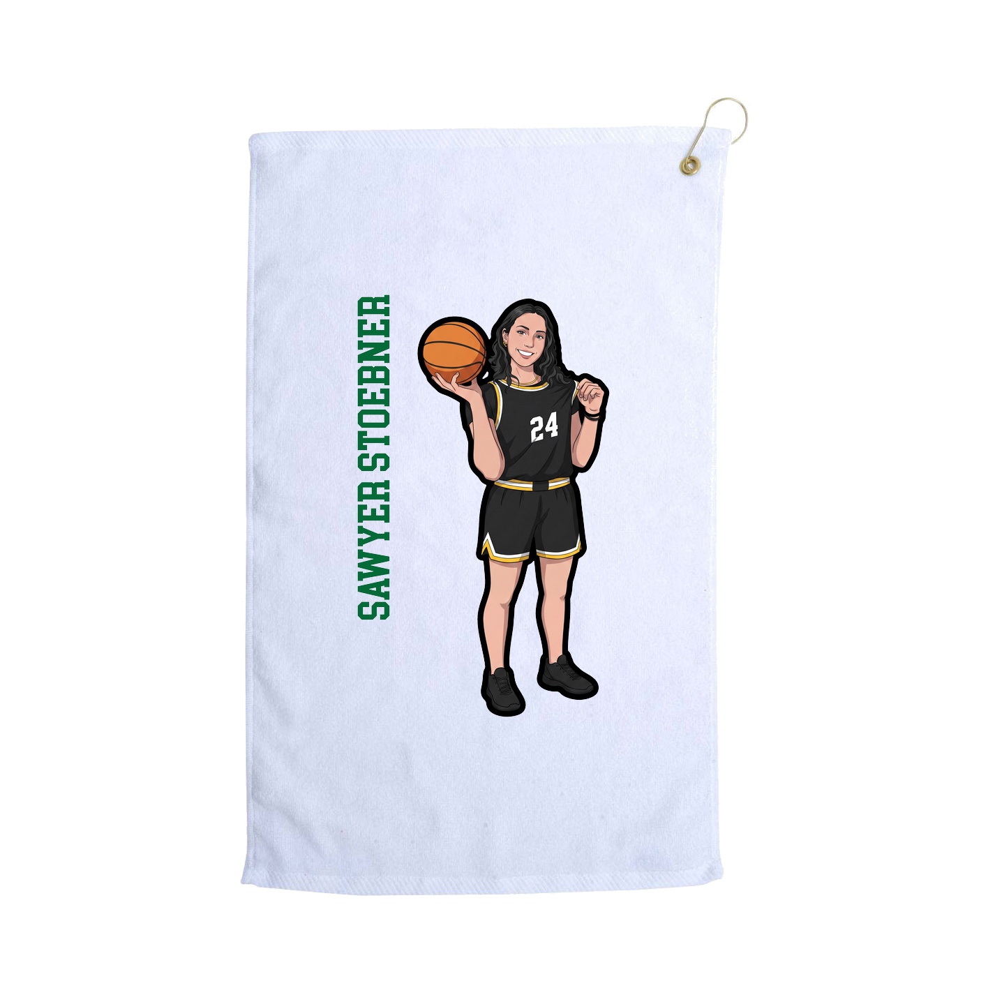 Golf Towel — Name Vertical in White