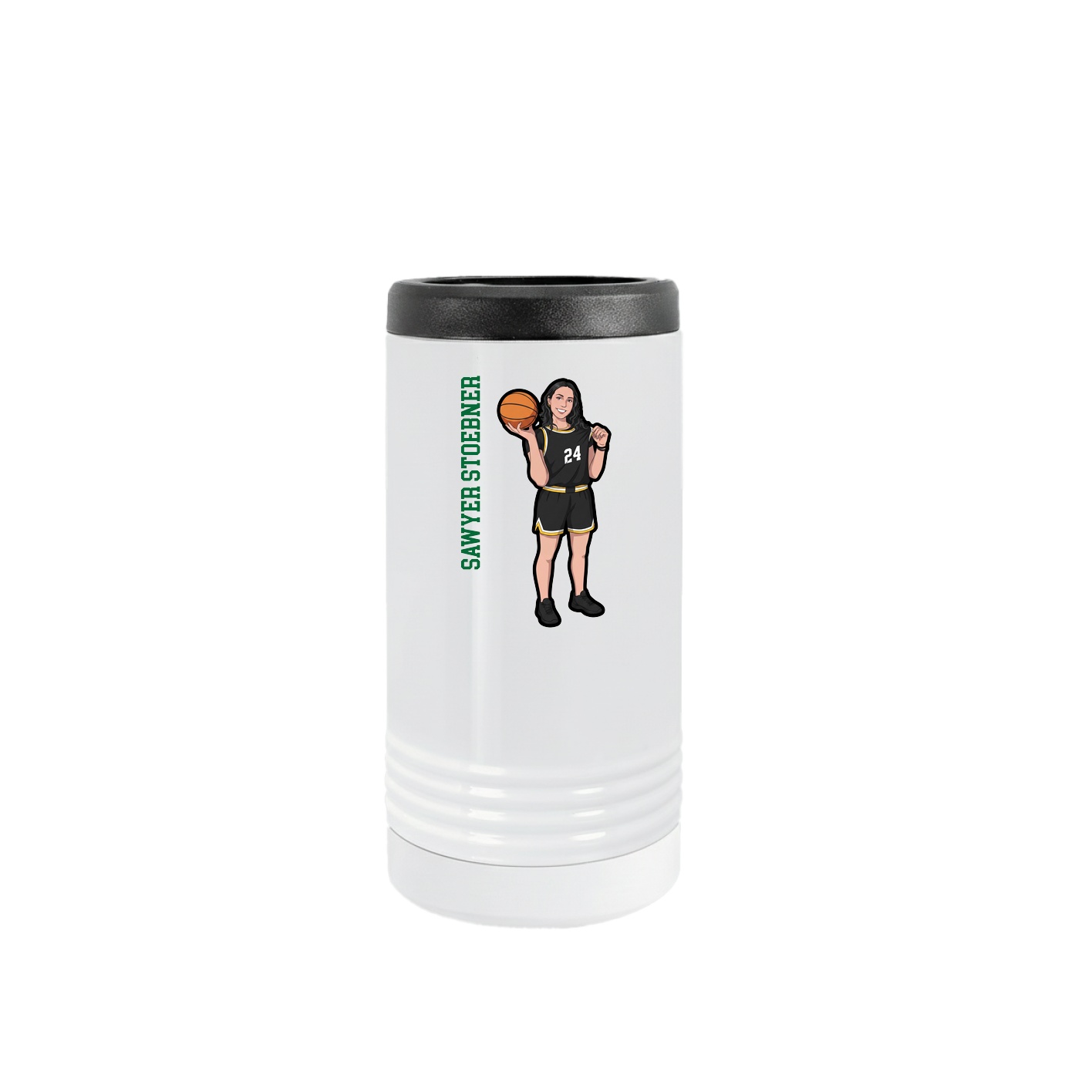 Slim Beverage Holder — Name Vertical in White