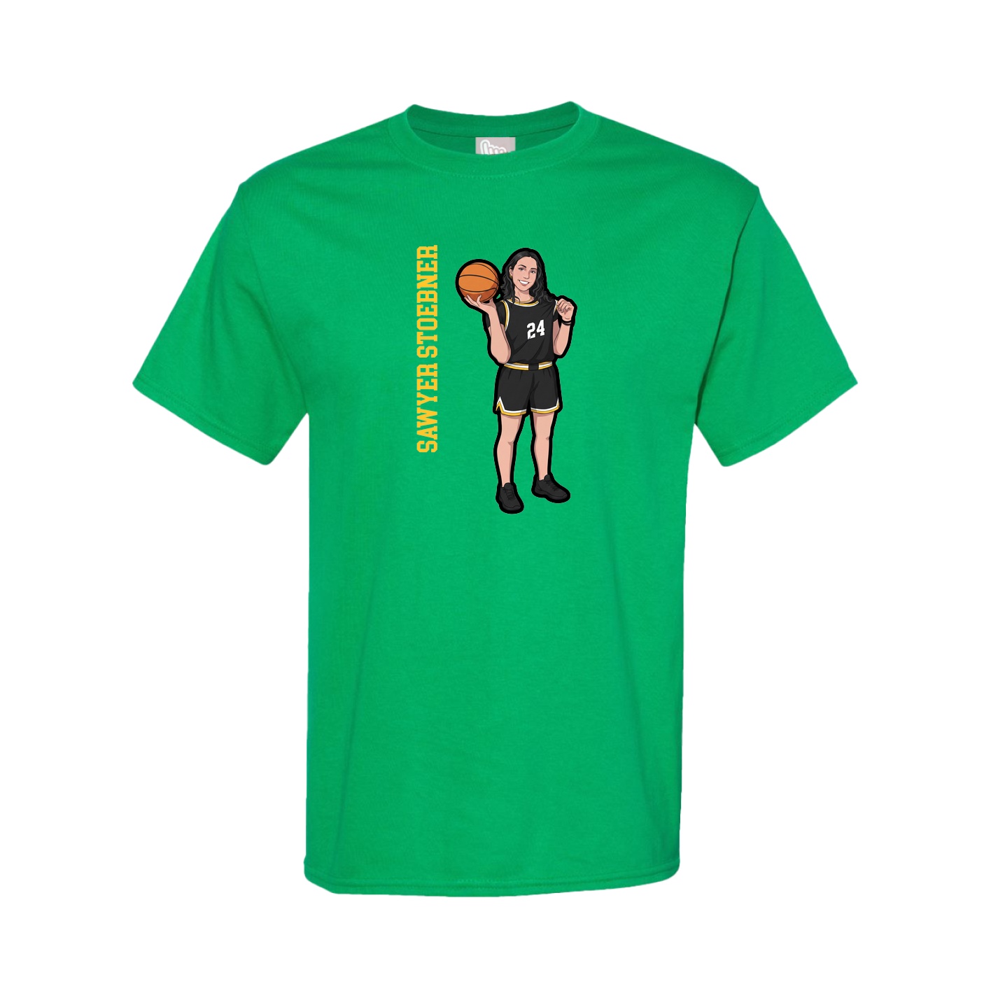 Tee — Name Vertical in Green