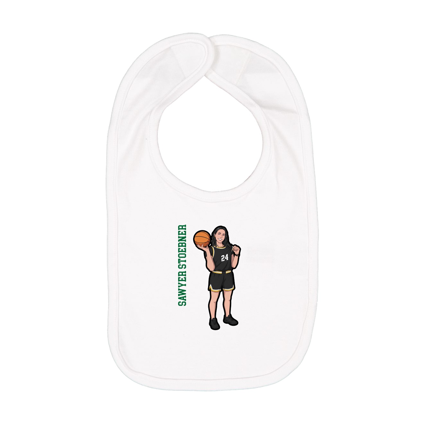 Infant Bib — Name Vertical in White