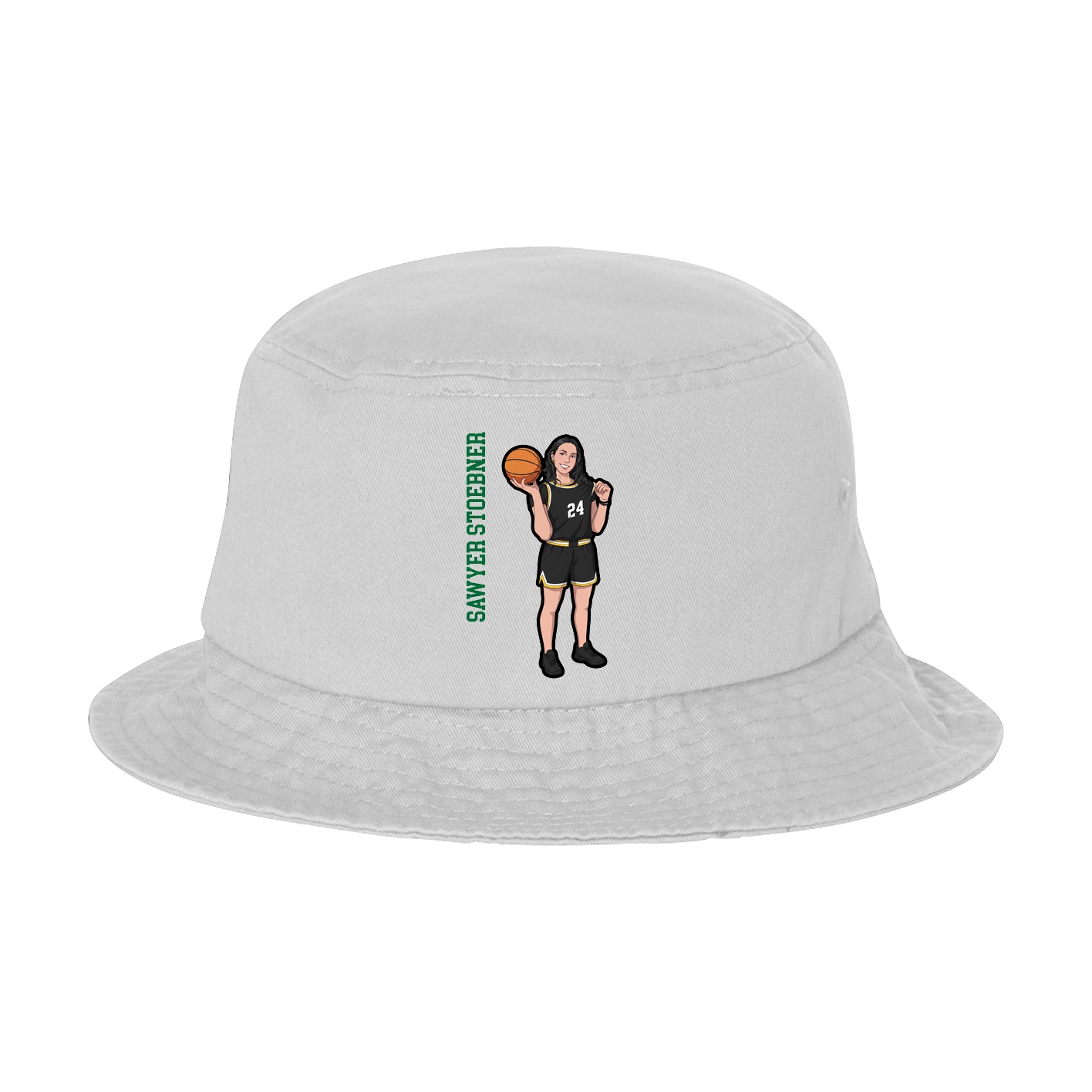 Bucket Cap — Name Vertical in White