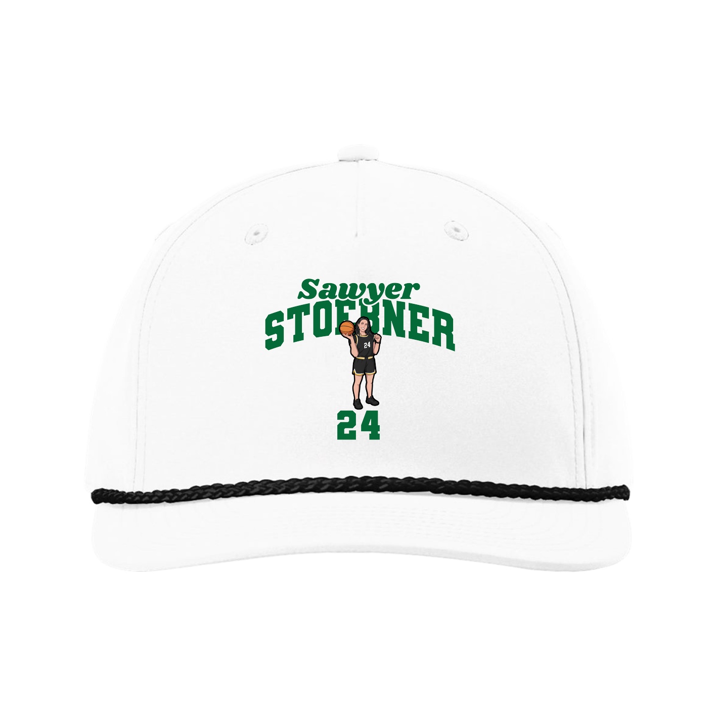 Five-Panel Classic Rope Cap — Signature Arch in White