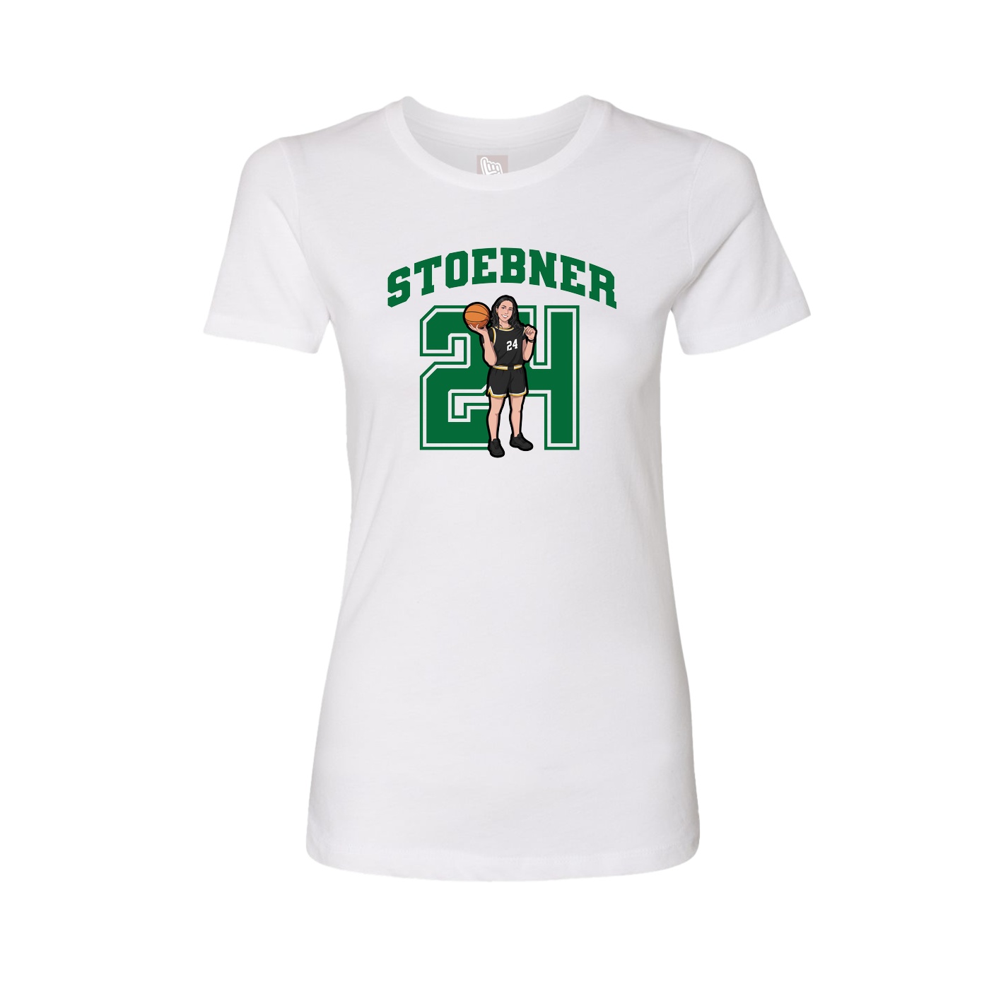 Fitted Women's Tee — Number in White