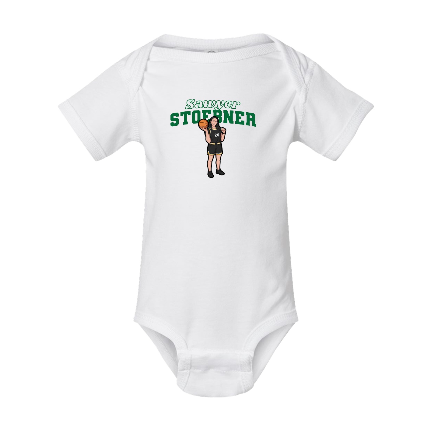 Baby Onesie — Name Arch in White