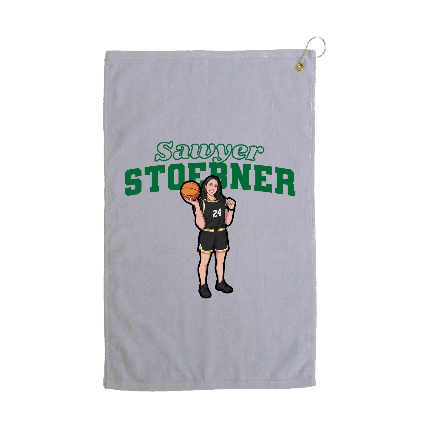 Golf Towel — Name Arch in Grey
