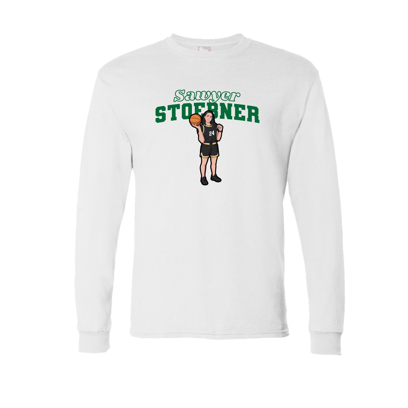 Long Sleeve Tee — Name Arch in White