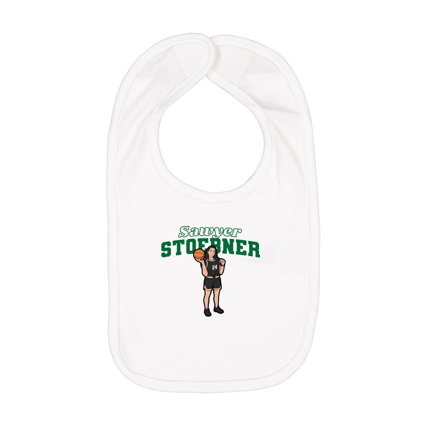 Infant Bib — Name Arch in White
