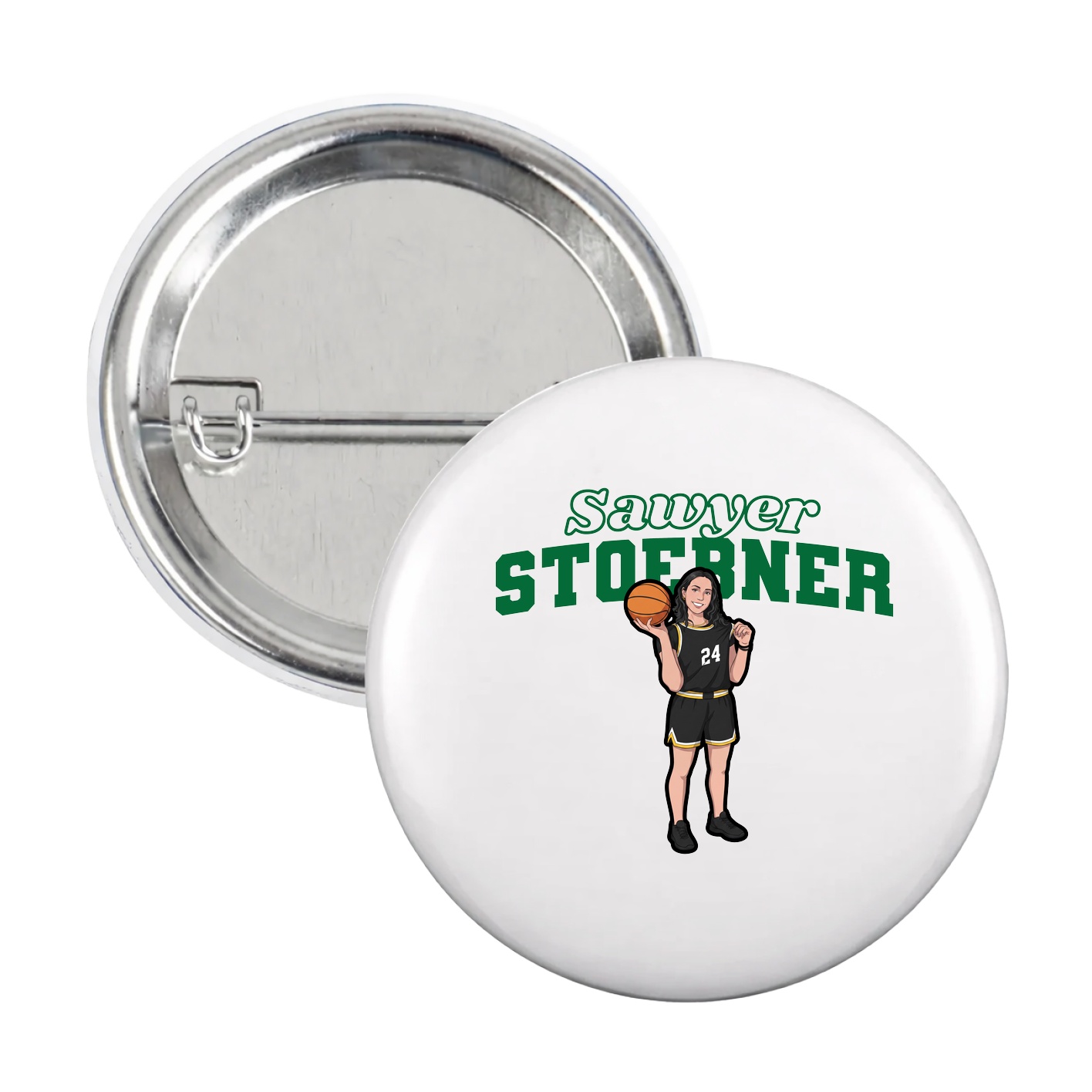 Game Day Button — Name Arch in White