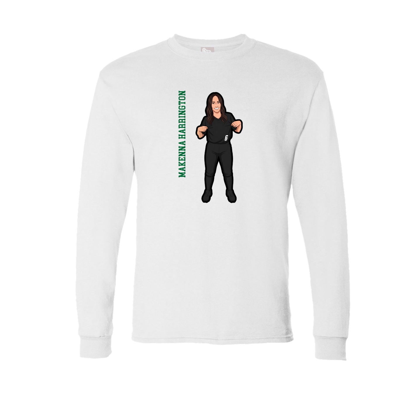 Long Sleeve Tee — Name Vertical in White