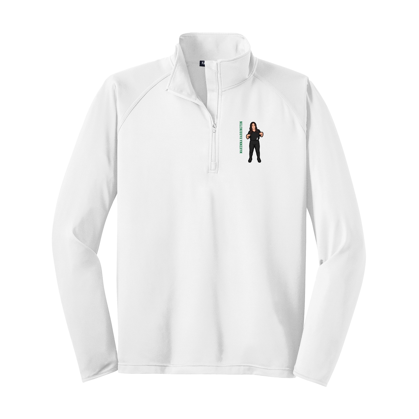 Q-Zip Pullover — Name Vertical in White