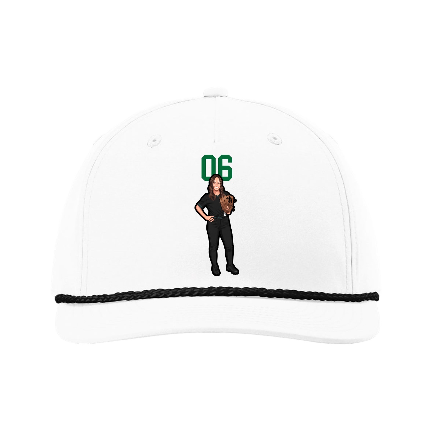 Five-Panel Classic Rope Cap — Number Top in White
