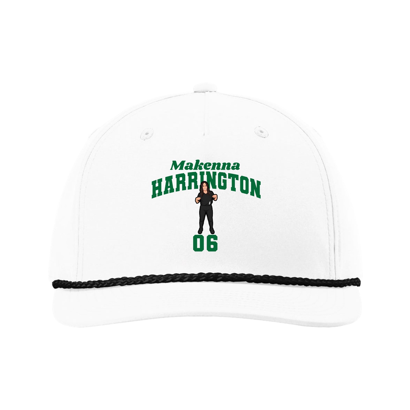 Five-Panel Classic Rope Cap — Signature Arch in White
