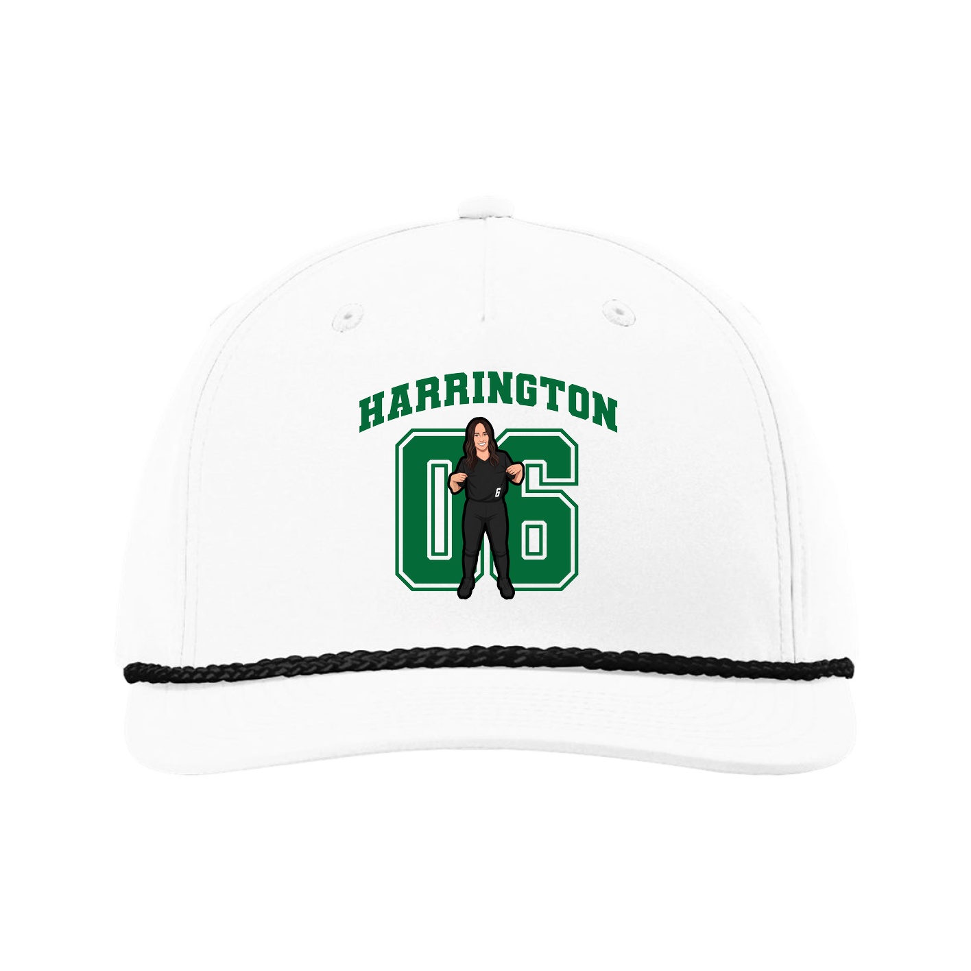 Five-Panel Classic Rope Cap — Number in White