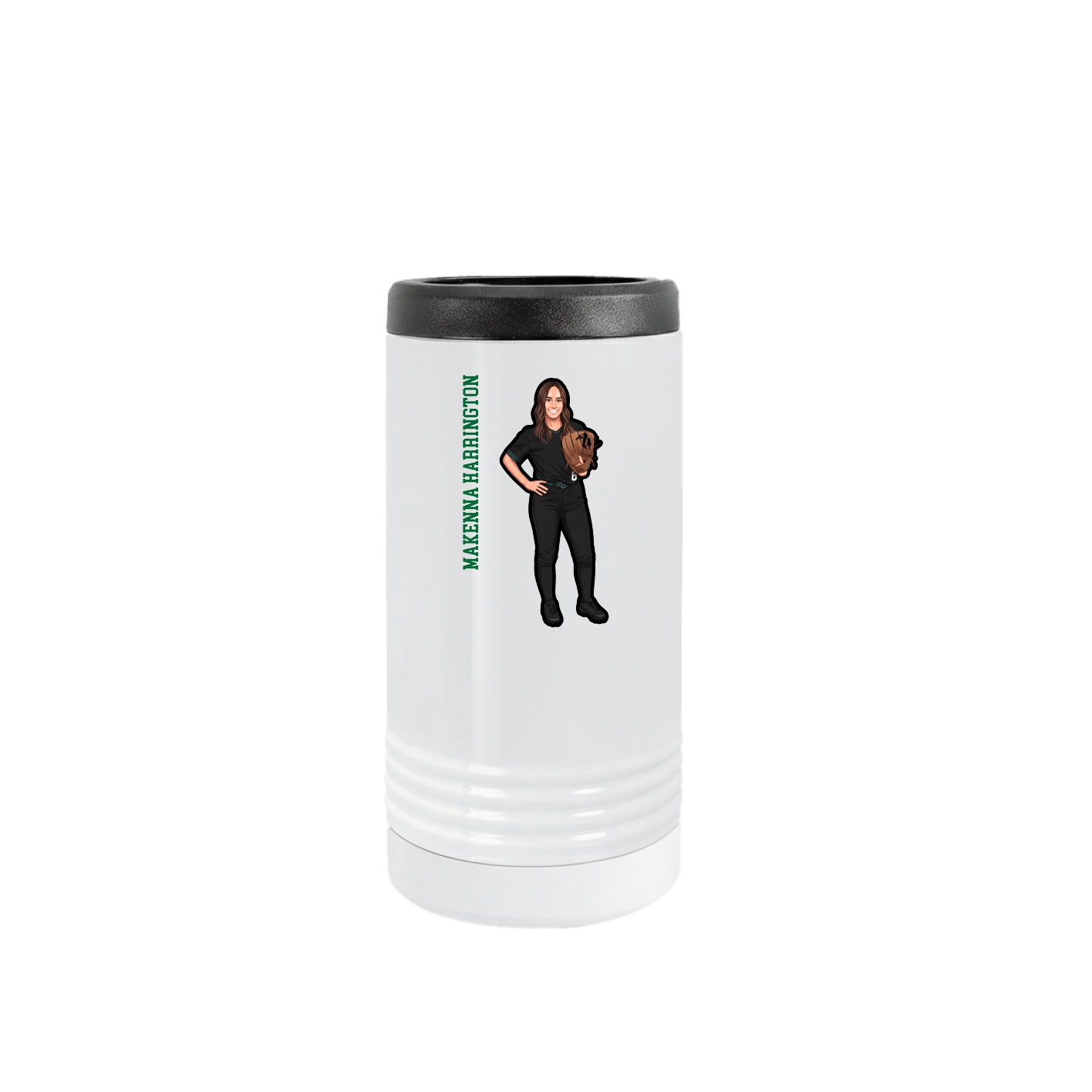 Slim Beverage Holder — Name Vertical in White