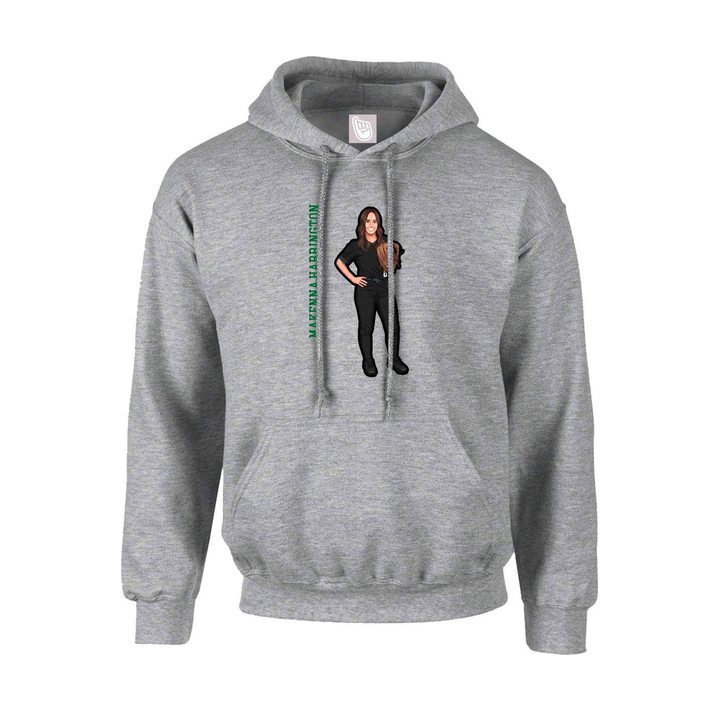 Youth Hoodie — Name Vertical in Grey