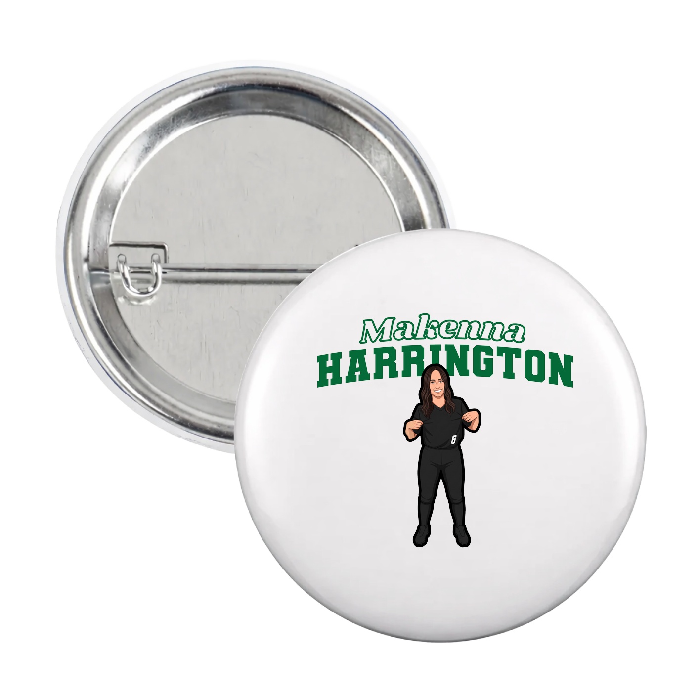 Game Day Button — Name Arch in White