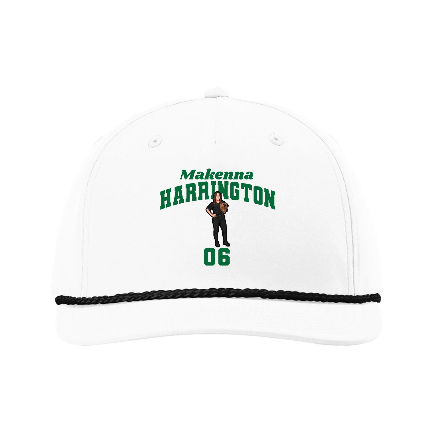 Five-Panel Classic Rope Cap — Signature Arch in White