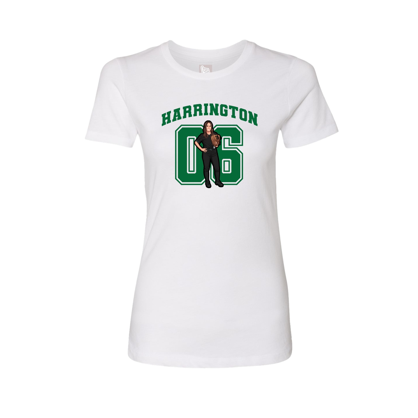 Fitted Women's Tee — Number in White