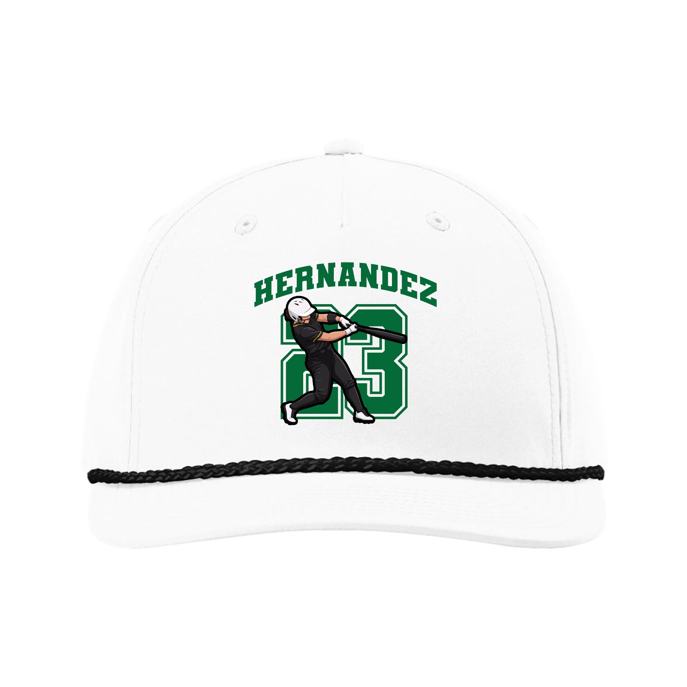 Five-Panel Classic Rope Cap — Number in White