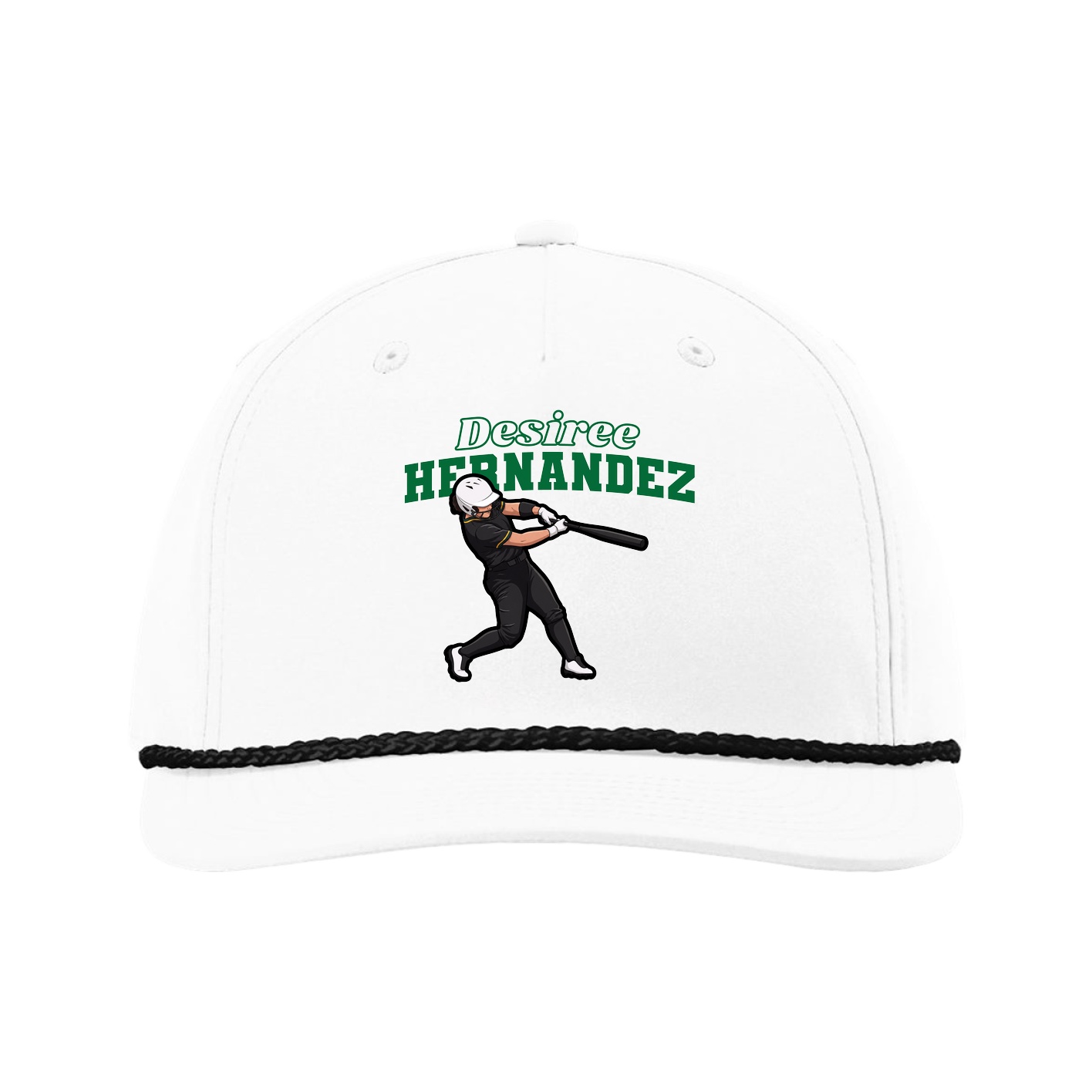 Five-Panel Classic Rope Cap — Name Arch in White