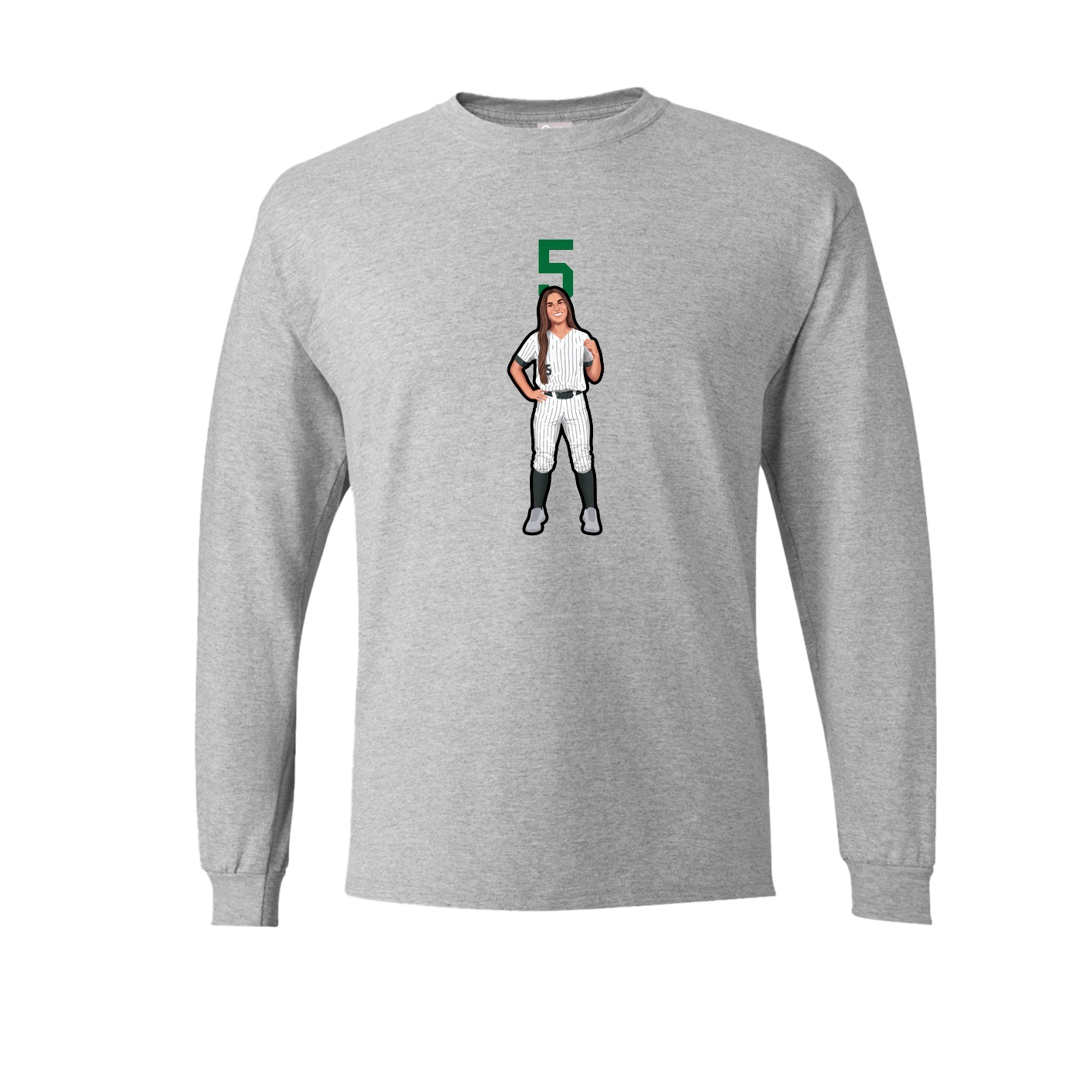 Long Sleeve Tee — Number Top in Grey