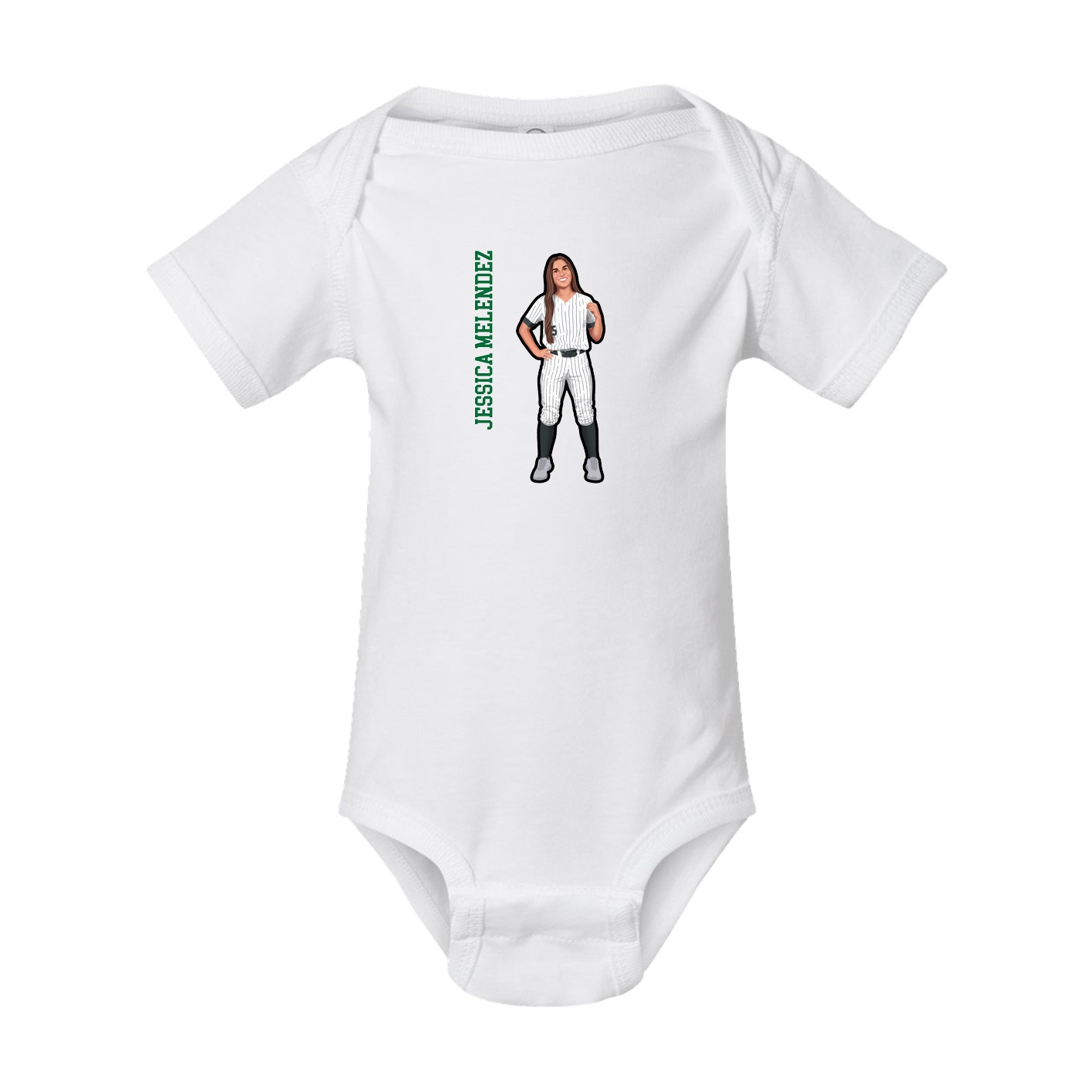 Baby Onesie — Name Vertical in White