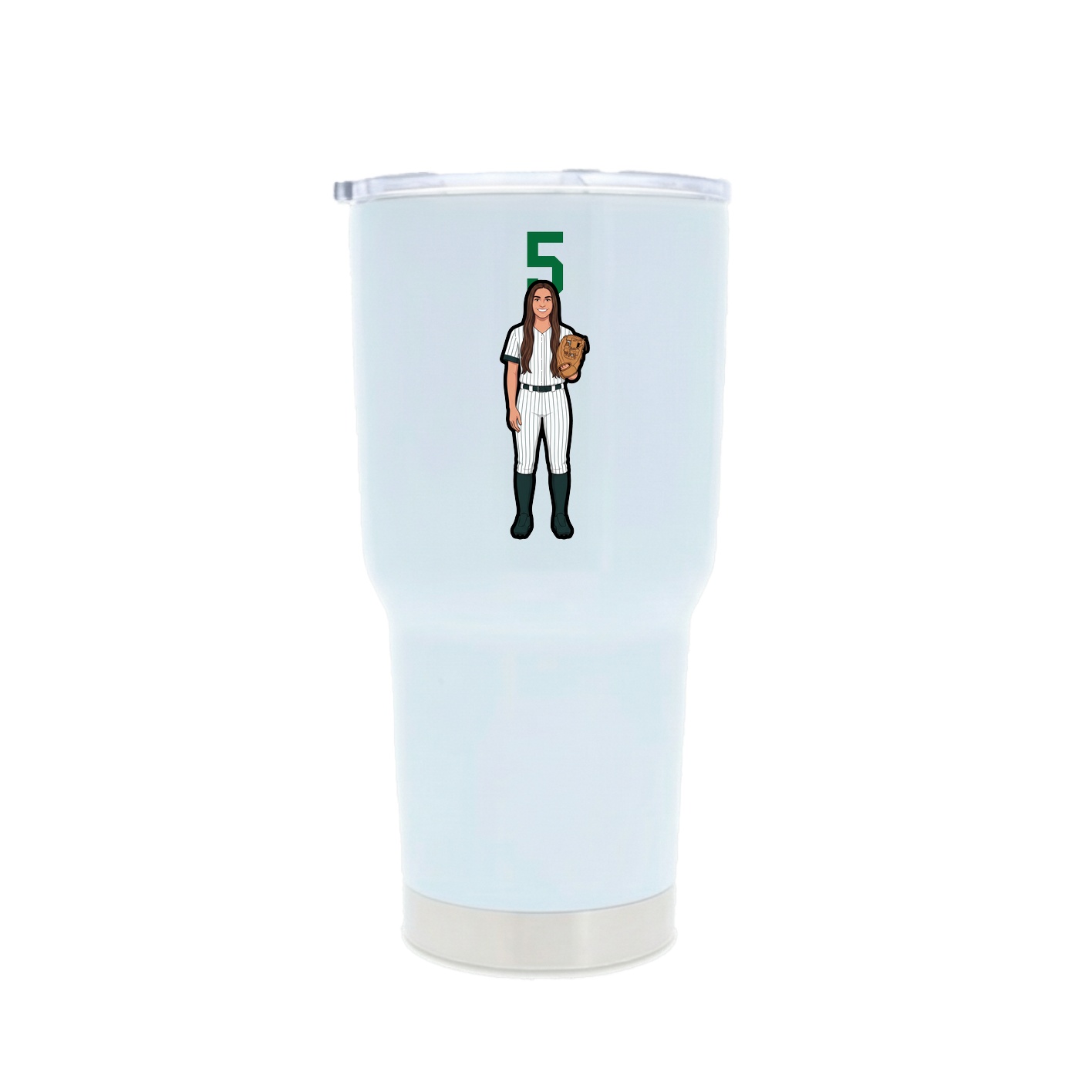 30oz Stainless Steel Tumbler — Number Top in White