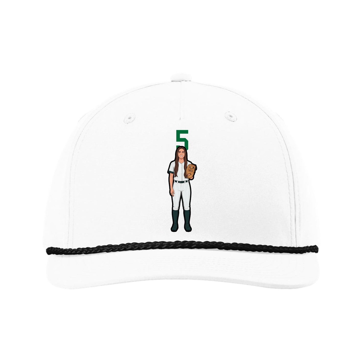 Five-Panel Classic Rope Cap — Number Top in White