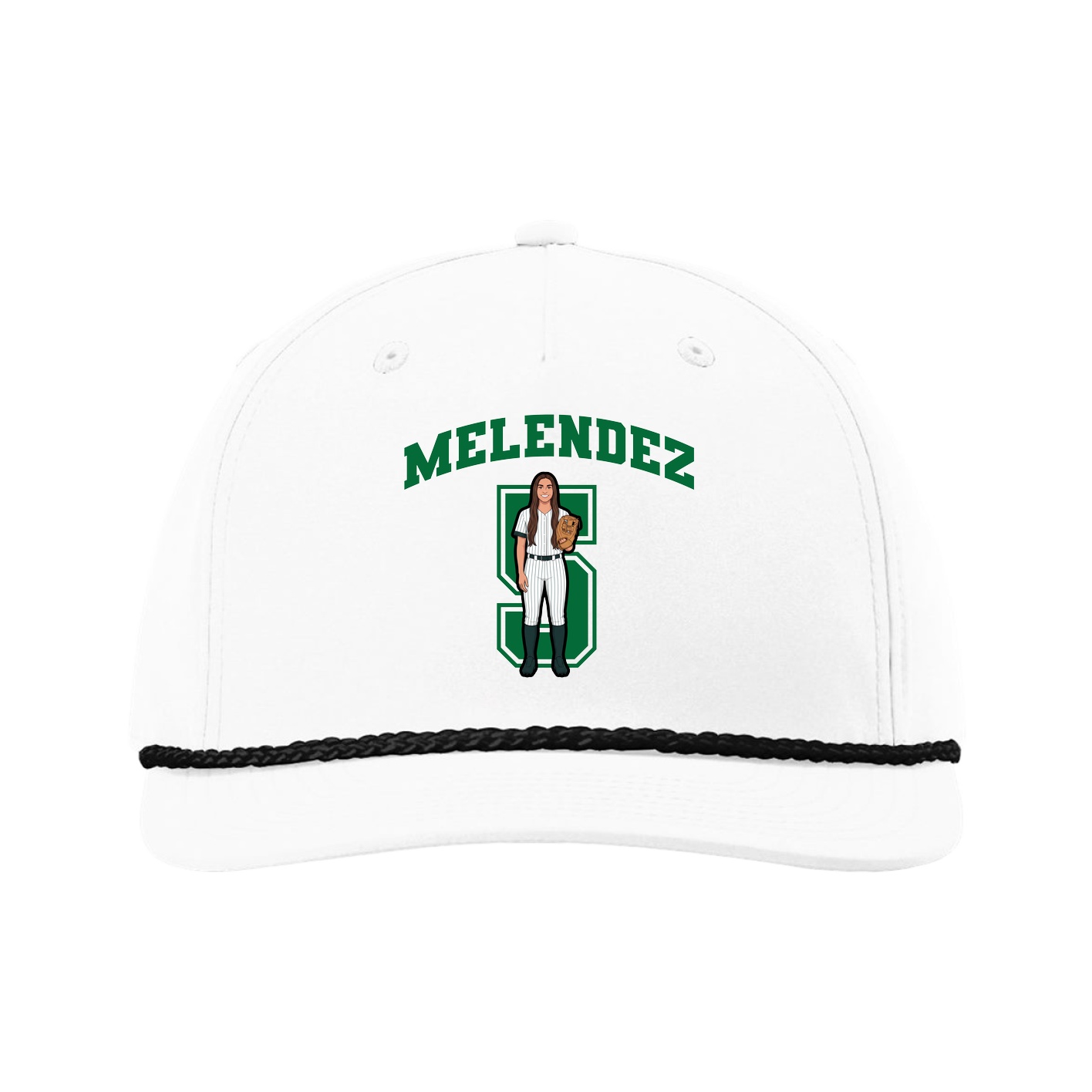 Five-Panel Classic Rope Cap — Number in White