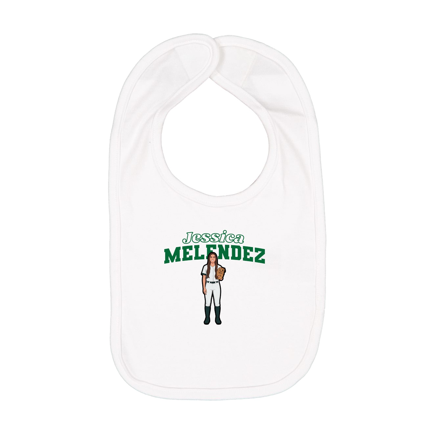 Infant Bib — Name Arch in White