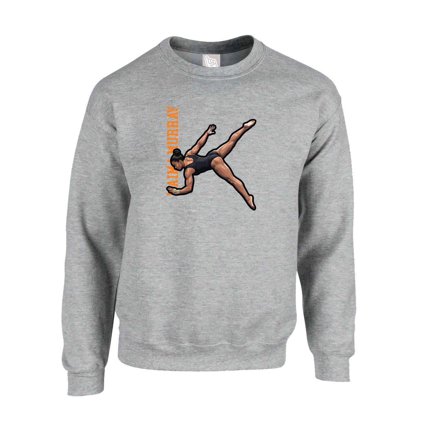 Fleece Crew — Name Vertical in Grey