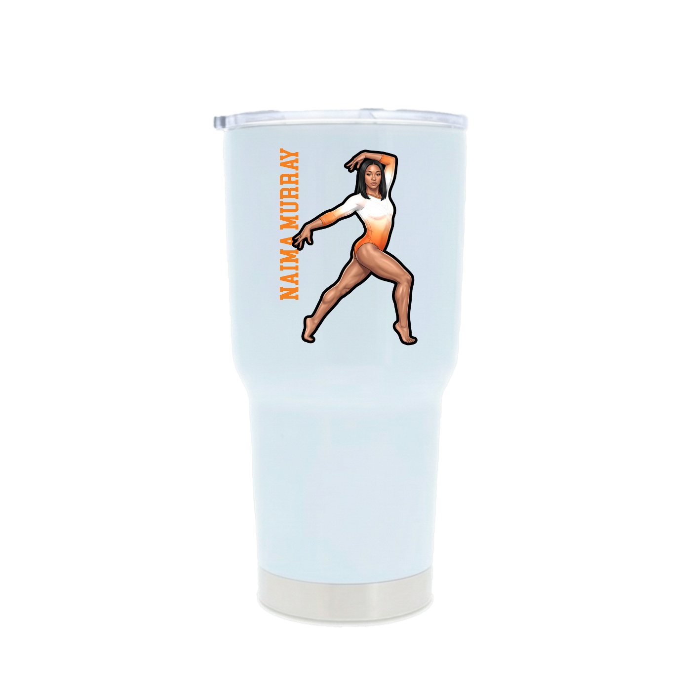 30oz Stainless Steel Tumbler — Name Vertical in White