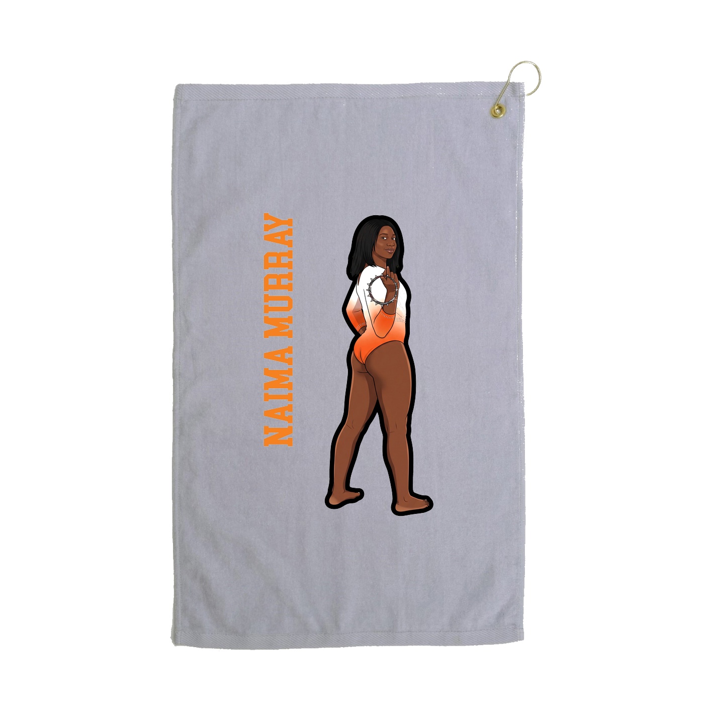 Golf Towel — Name Vertical in Grey