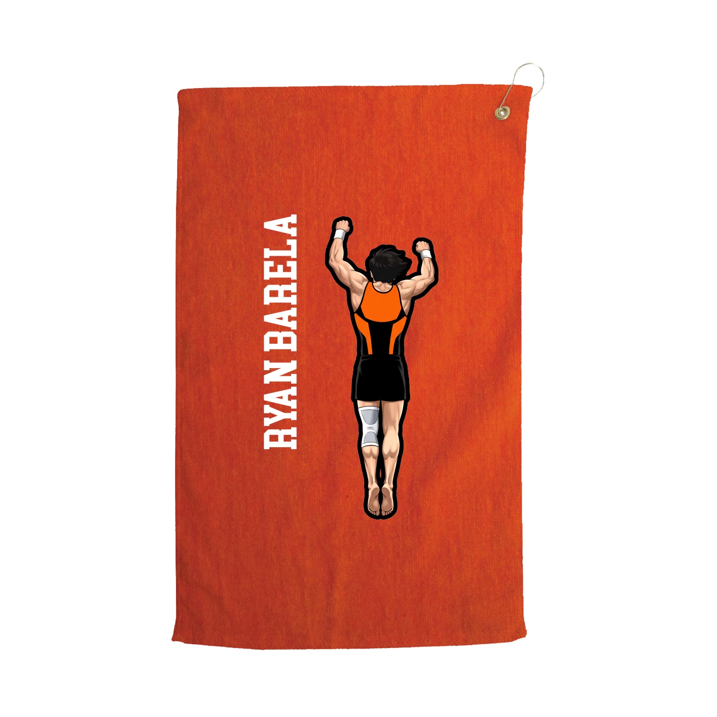 Golf Towel — Name Vertical in Orange