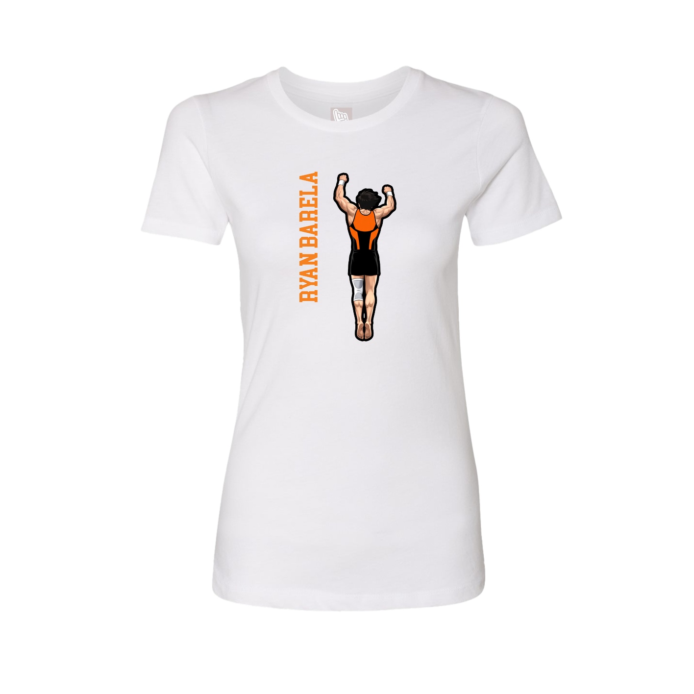 Fitted Women's Tee — Name Vertical in White