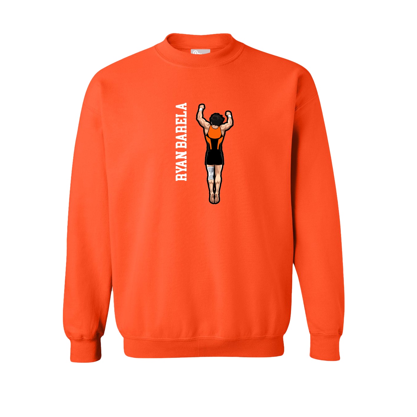 Fleece Crew — Name Vertical in Orange