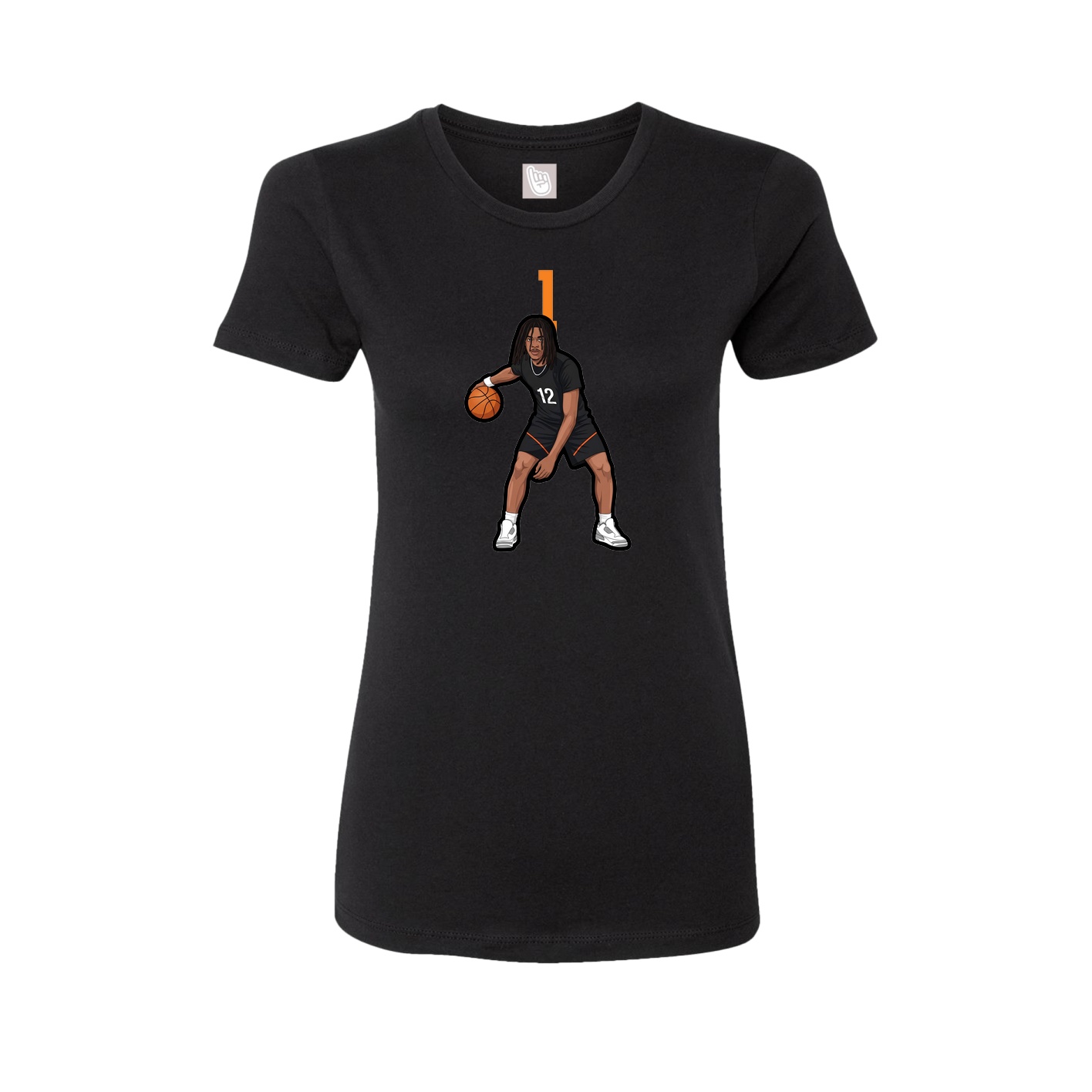 Fitted Women's Tee — Number Top in Black