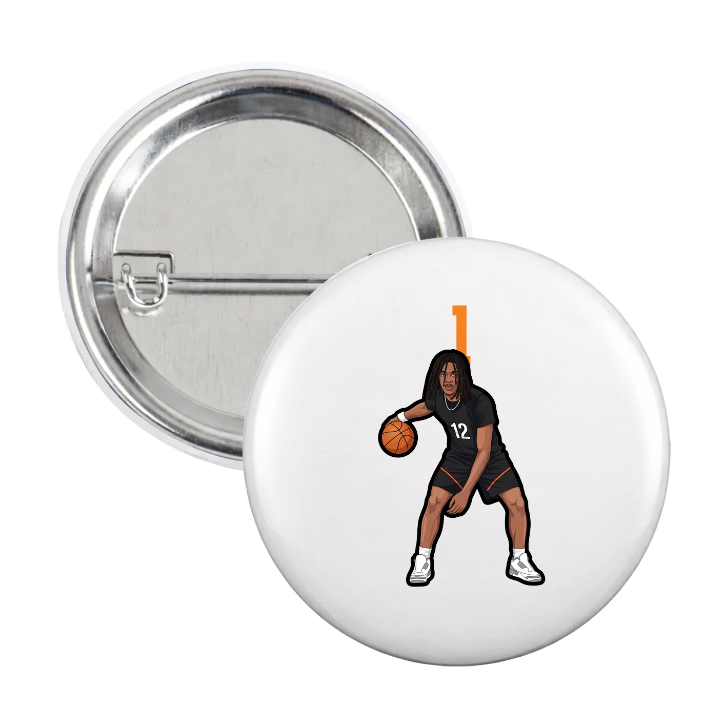 Game Day Button — Number Top in White