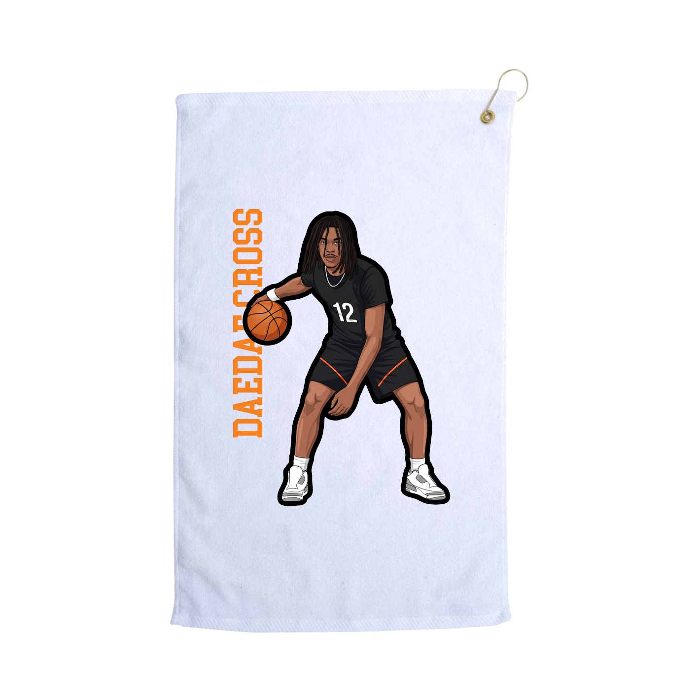 Golf Towel — Name Vertical in White