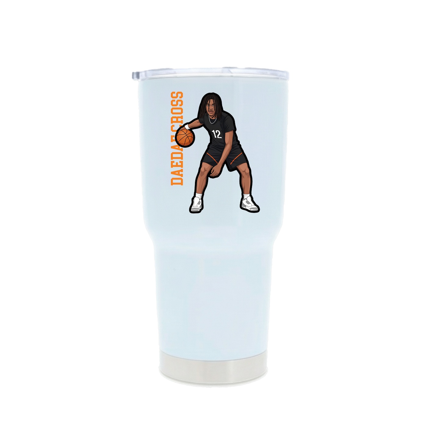 30oz Stainless Steel Tumbler — Name Vertical in White