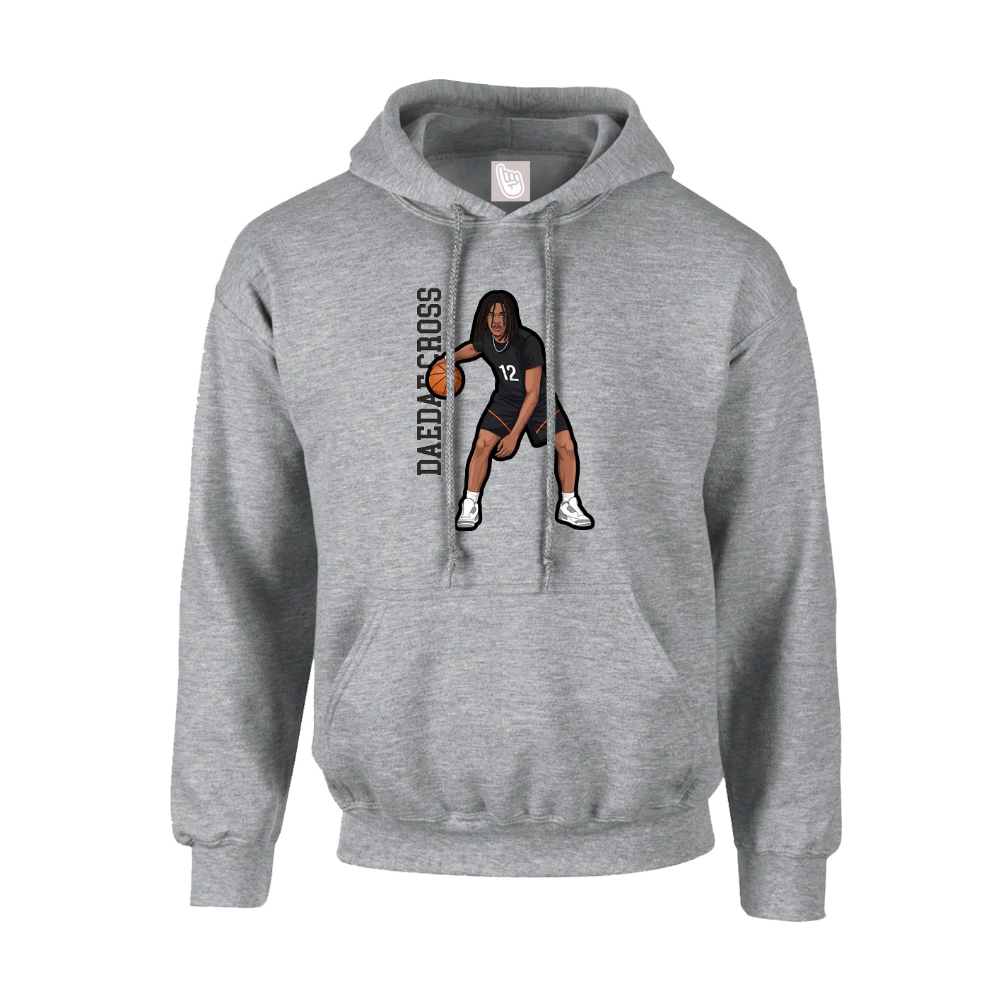 Hoodie — Name Vertical in Grey