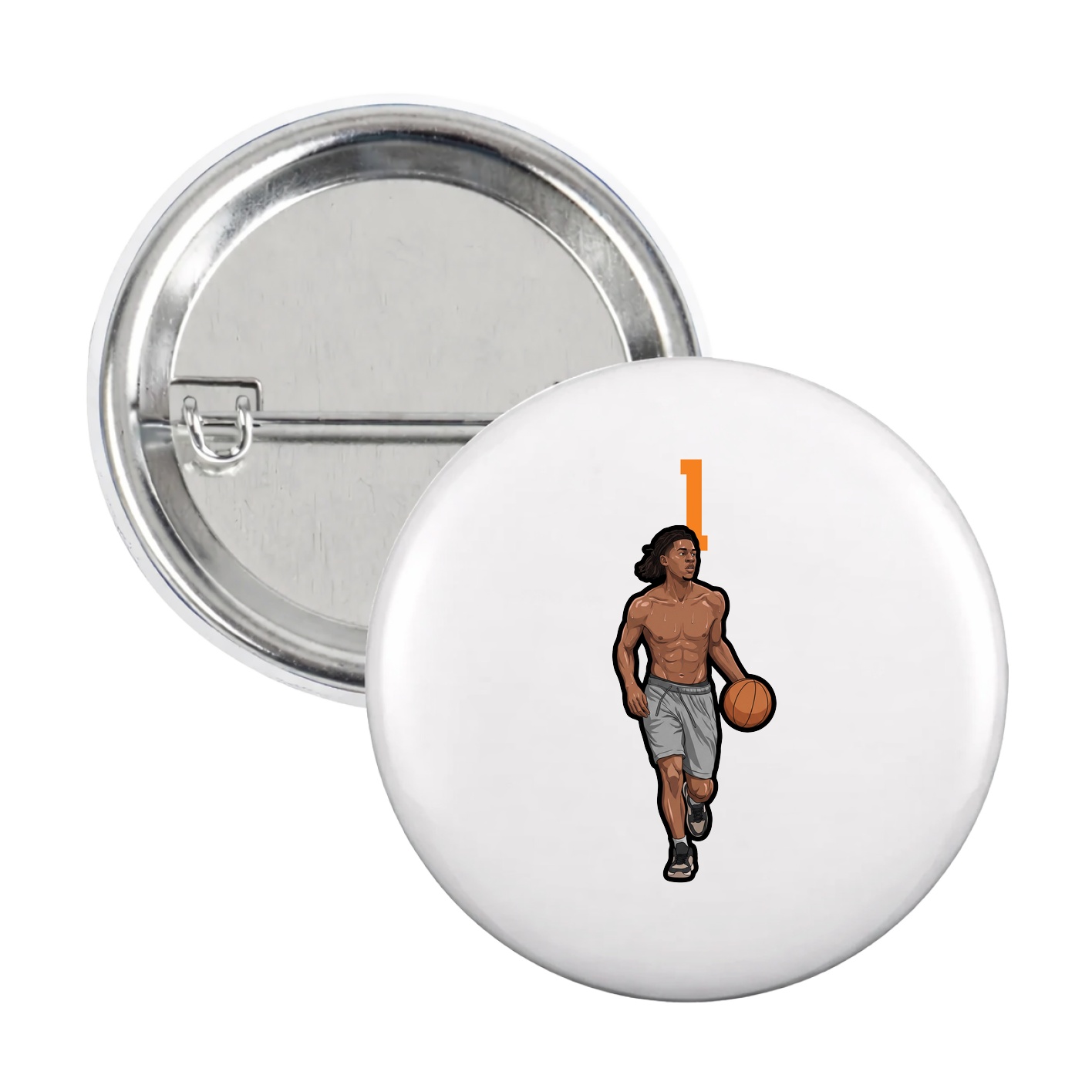 Game Day Button — Number Top in White