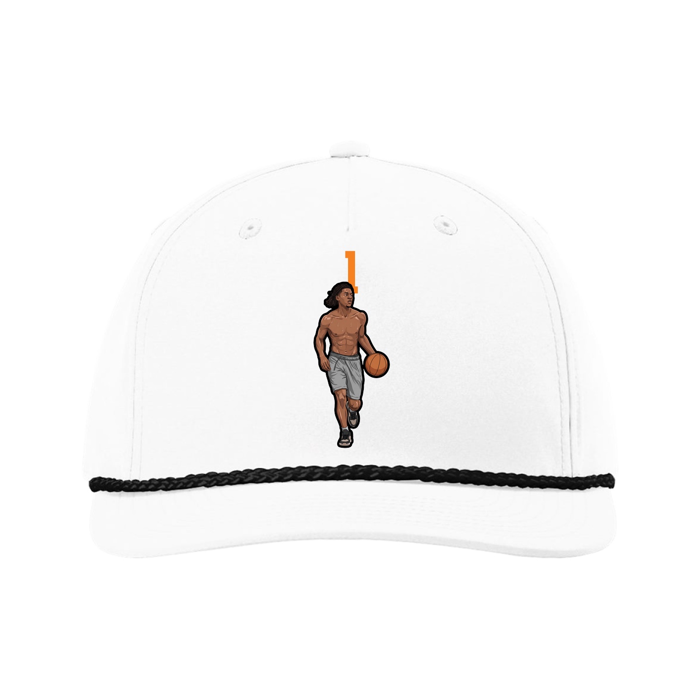 Five-Panel Classic Rope Cap — Number Top in White