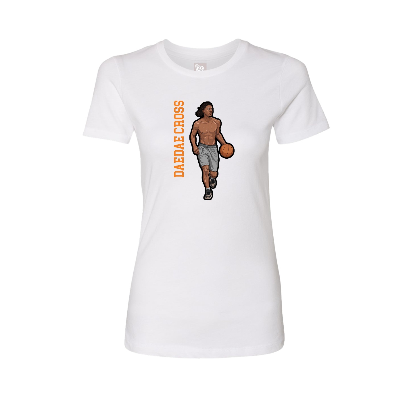 Fitted Women's Tee — Name Vertical in White