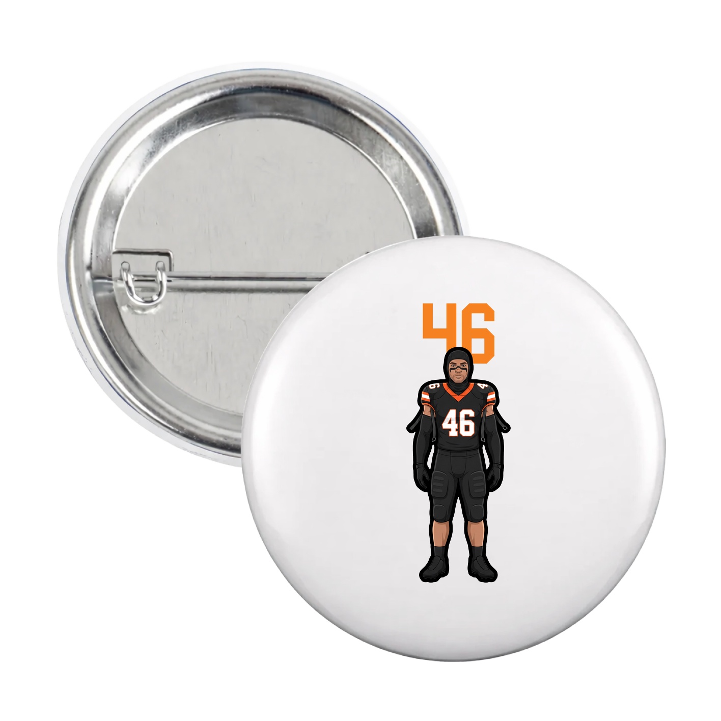 Game Day Button — Number Top in White