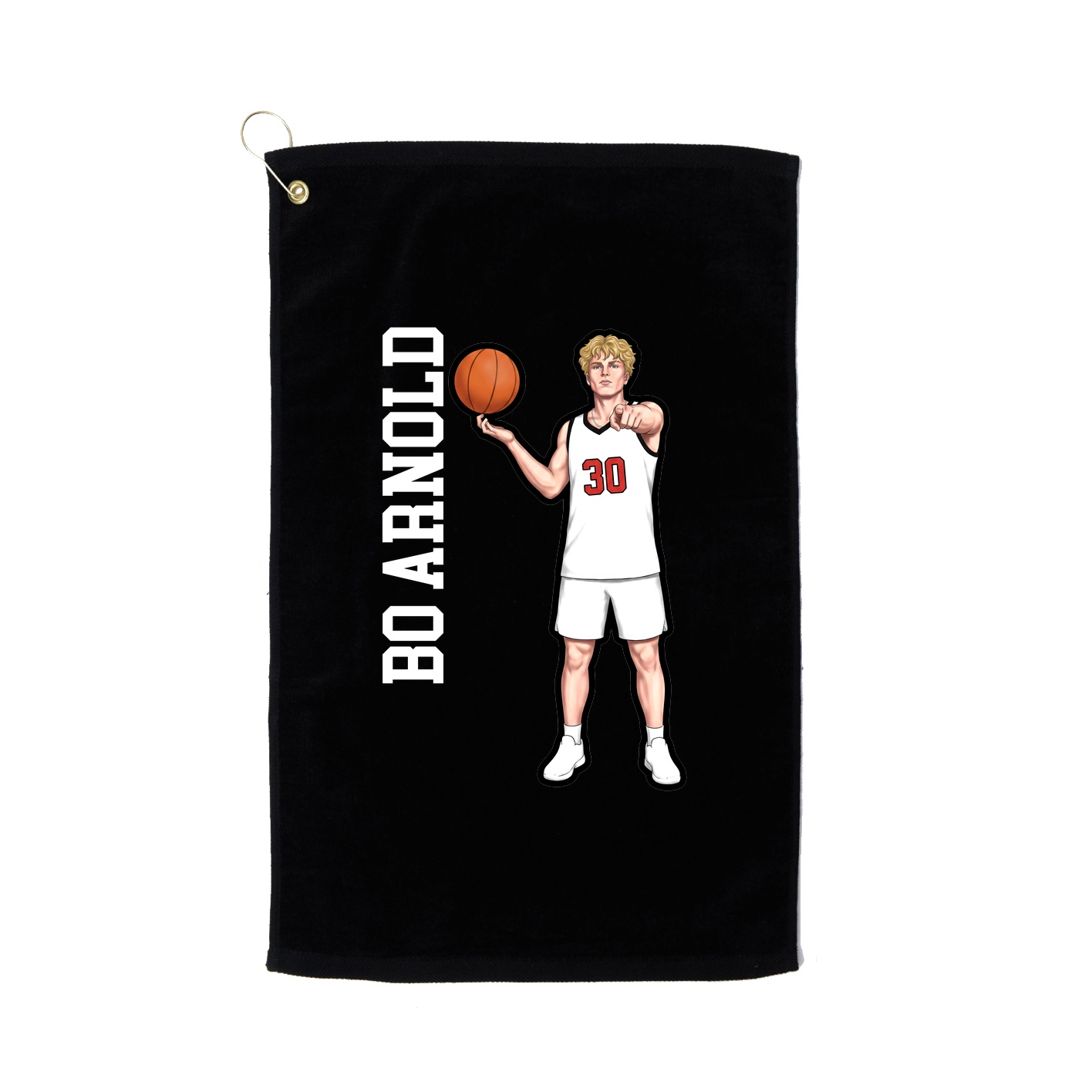 Golf Towel — Name Vertical in Black
