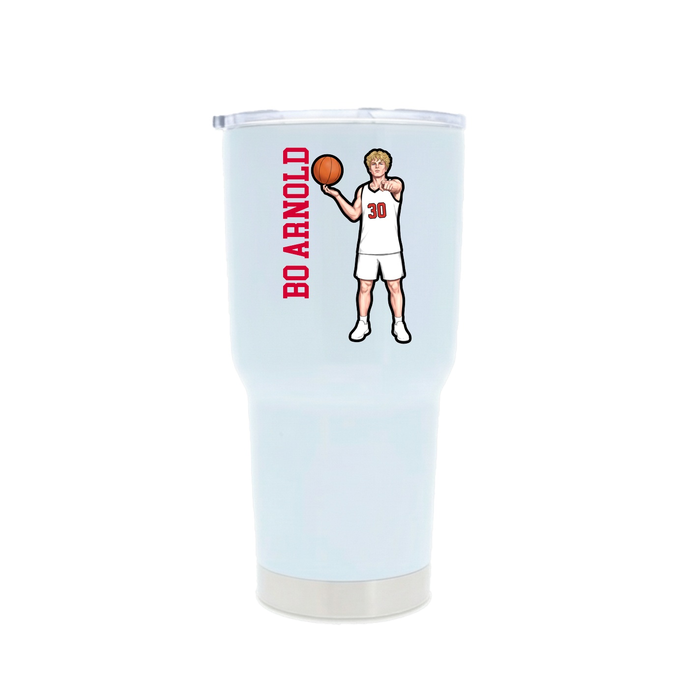 30oz Stainless Steel Tumbler — Name Vertical in White