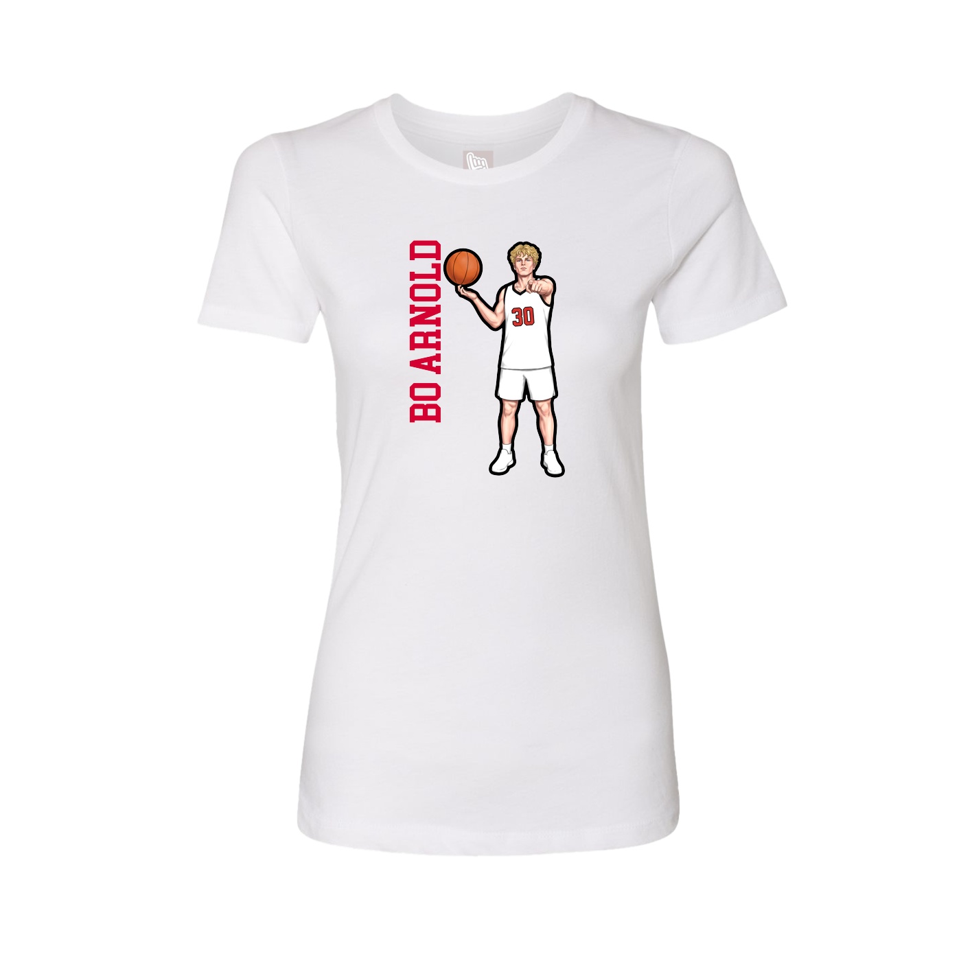 Womens Tee — Name Vertical in White