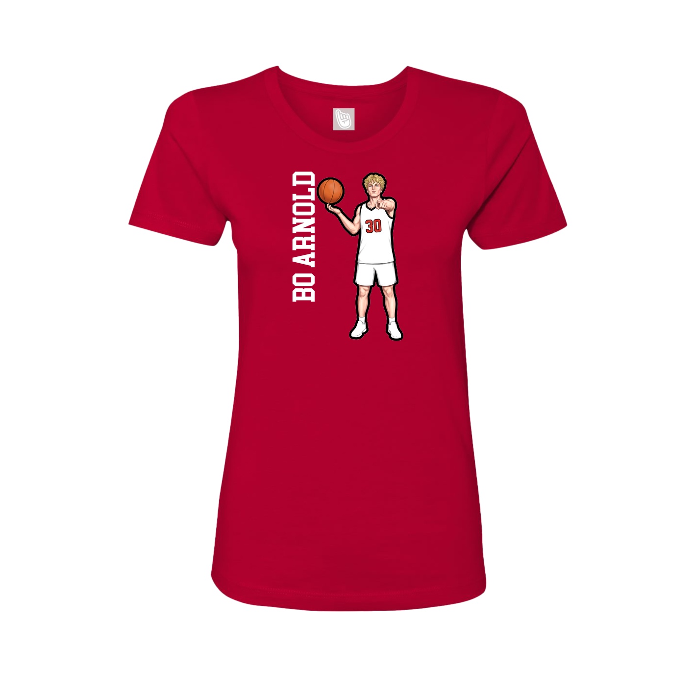 Womens Tee — Name Vertical in Red